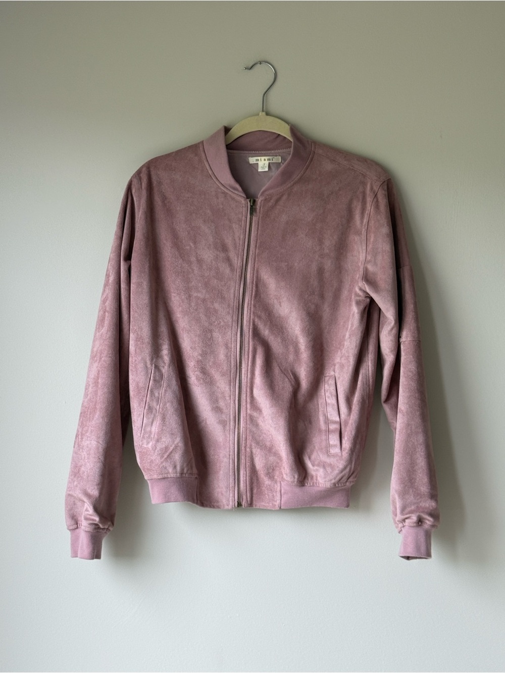 miami Dusty Pink Suede Bomber Jacket